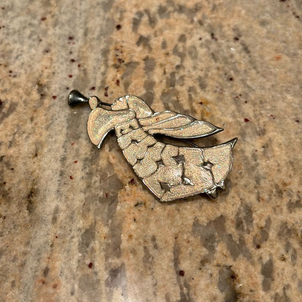 Trumpet Playing Angel Brooch